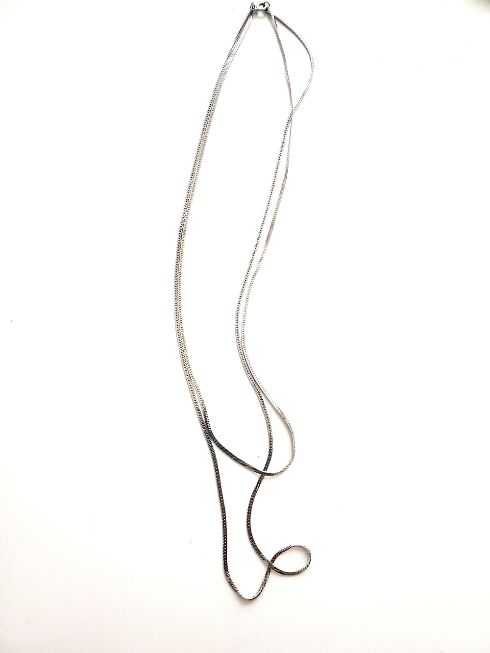 Silver Double-Layer Herringbone Necklace
